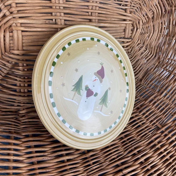 Sonoma Christmas Primitive Snowman Beige Ceramic Trivet Plate - Picture 5 of 5